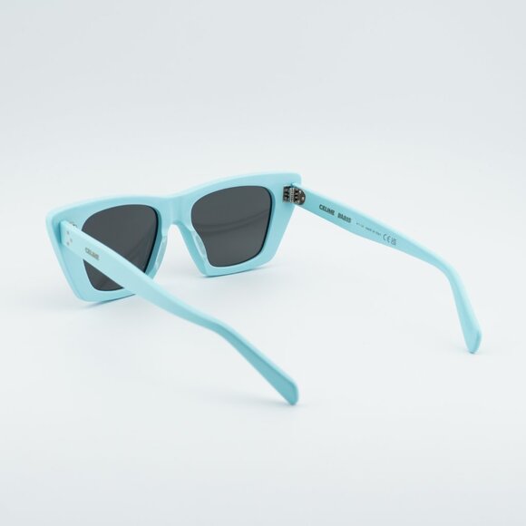 Celine CL40187I 84A Sunglasses Shiny Sky Blue Cat Eye Frame, Grey Lenses main image 7